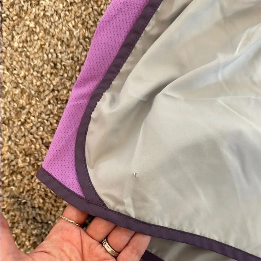 Nike Gray and Purple Athletic Shorts with Elastic Waistband
